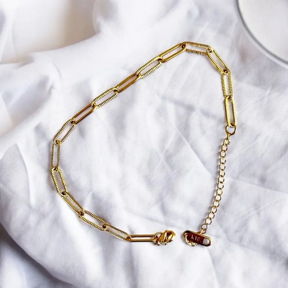 NEW 18K yellow gold plated paper clip chain bracelet jewelry B29A